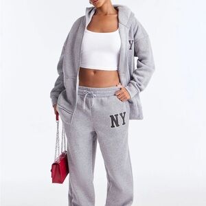 Fashion Nova Grey NY Track Joggers - Women